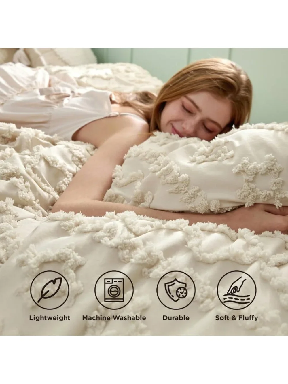 Boho Tufted Twin Comforter Set - Beige Bedroom Decor & Cozy Bedding Essentials